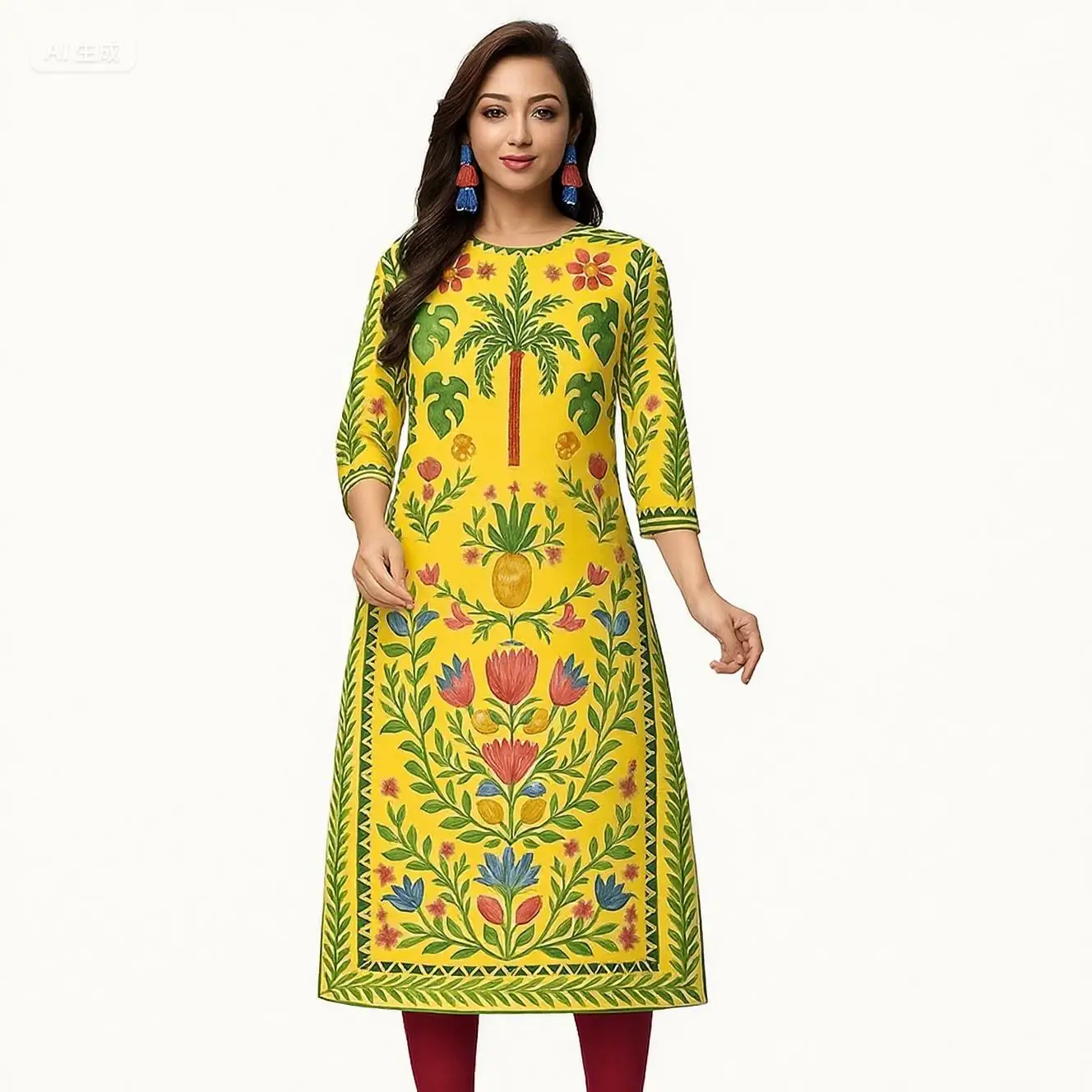 Kurt delle donne musulmane Fiori alla moda ed eleganti Tubo dritto Abito casual comodo 2026 Abito Donna Musulmana Orlo a fessura