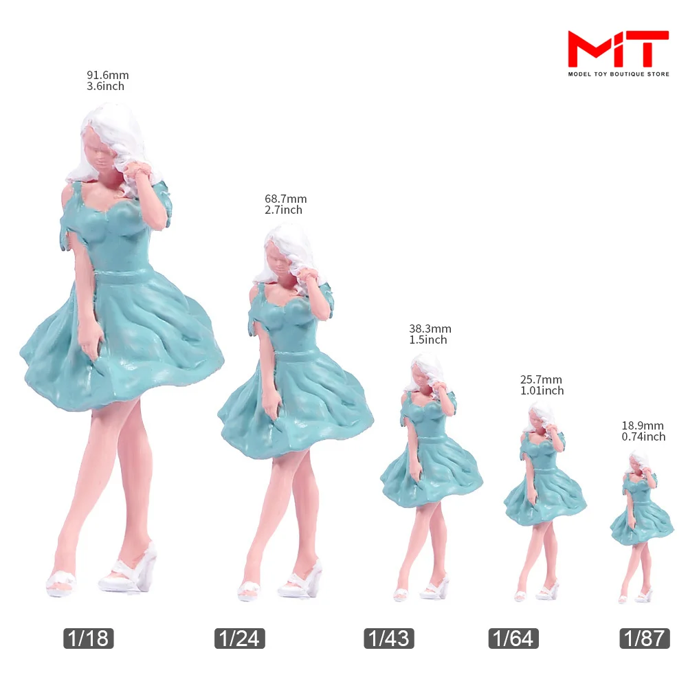 

In Stock Painted Miniatures 1/87 1/64 1/43 1/24 1/18 Beauty Girl Wearing Bubble Skirt Figure Diorama Mini Doll Model Scene Prop