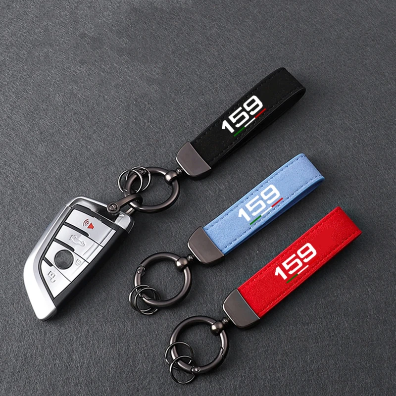 Leather Alloy Metal Detachable Car Keychain Anti-Lost Key Ring Chain Horseshoe Buckle For Alfa Romeo 159 Keyring Accessories