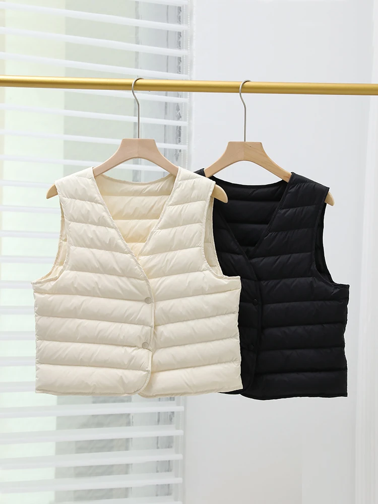 高品質 大きいサイズ レディース ダウンベスト 軽量 暖かい Vネック おしゃれ アウター キルティング ナイロン ジャケット 通勤 スタイリッシュ