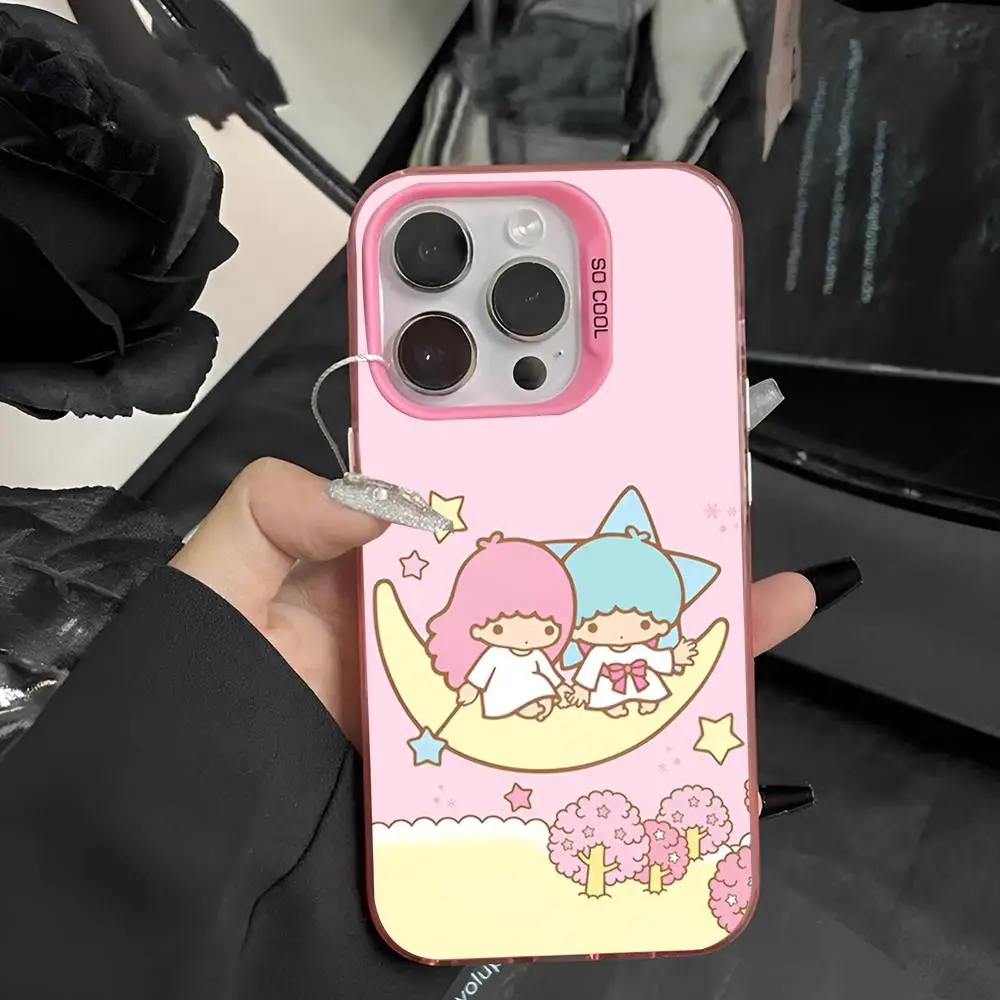 Sanrio Little Twin Stars Phone Case 2024 IMD Case For IPhone 16 15 Pro XR XS 7 8 Plus SE2024 Shockproof Color Phone Funda Cover