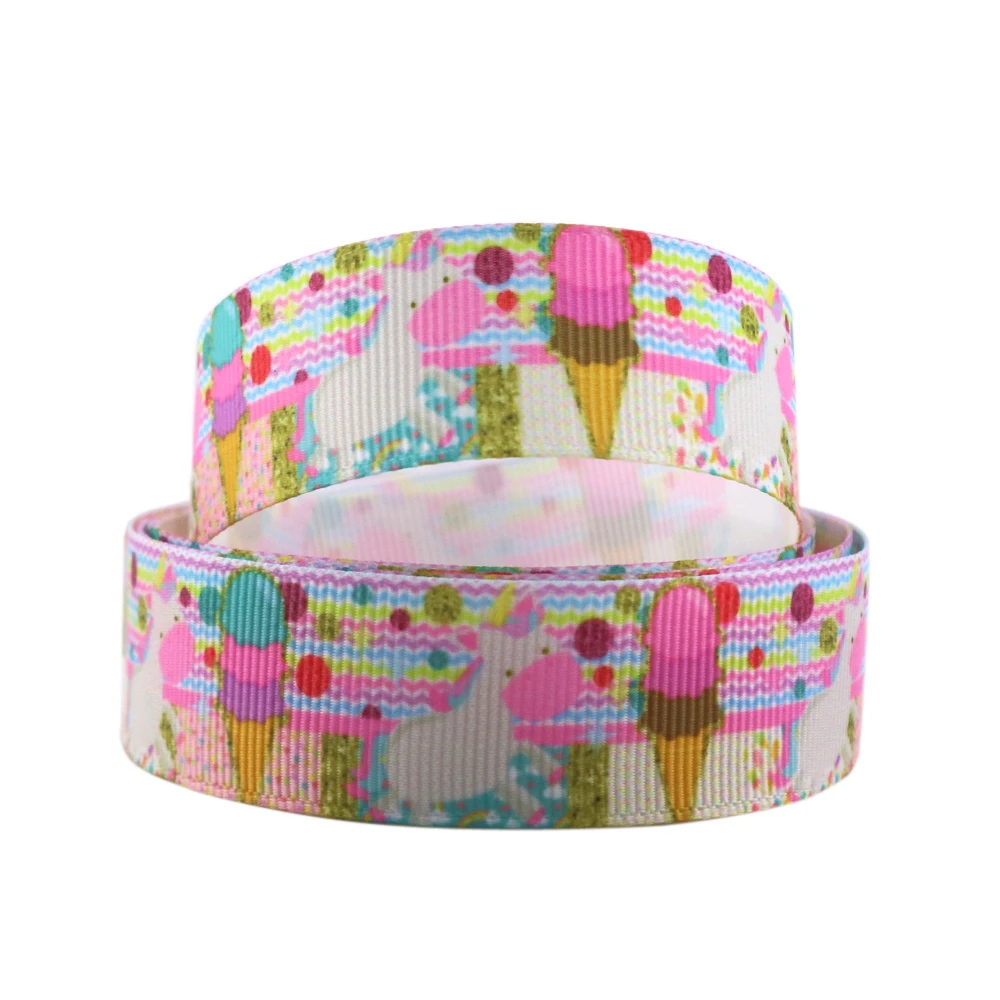 5 Yards Multi Size Unicorn Candy Printed Grosgrain Ribbon For Gift Wrapping DIY Hair Bow Christmas Party Decoration,5Yc9695