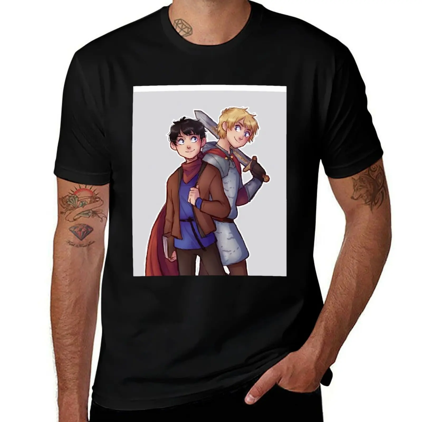 

Day Gift For Bbc Merlin Gifts For Movie Fan T-Shirt man graphic t shirt essential t shirt men t shirt cotton 100% T-Shirt