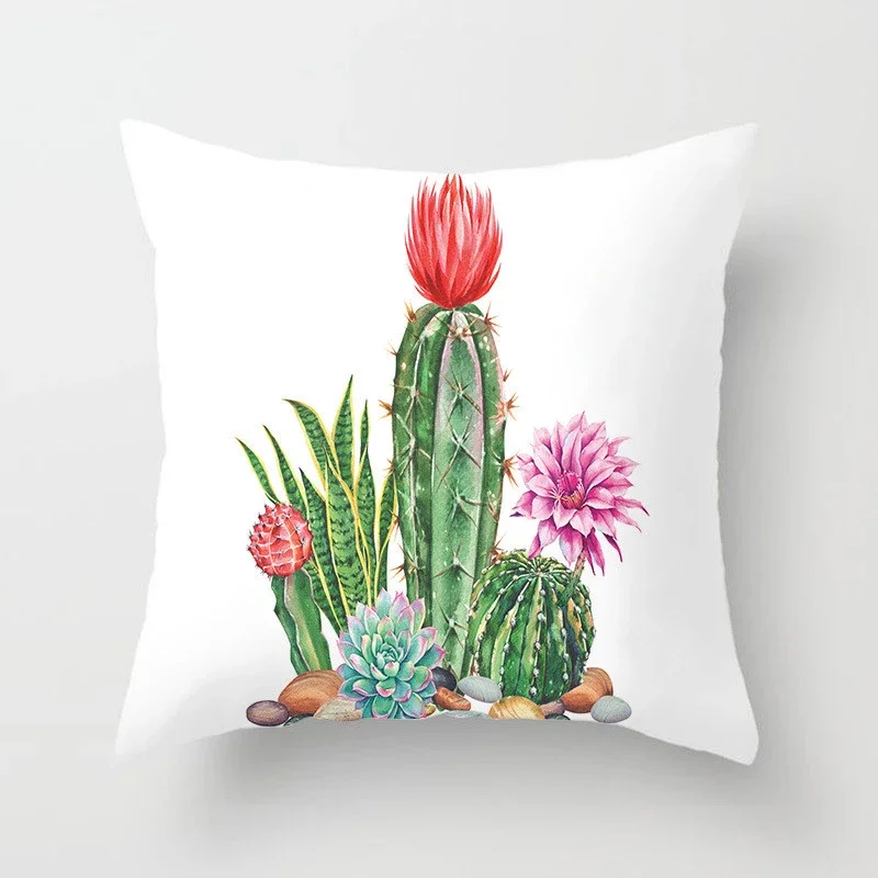 

Cactus Flower Pattern Summer Decorative Cushions Pillowcase Polyester Cushion Cover Throw Pillow Sofa Decoration Pillowcover