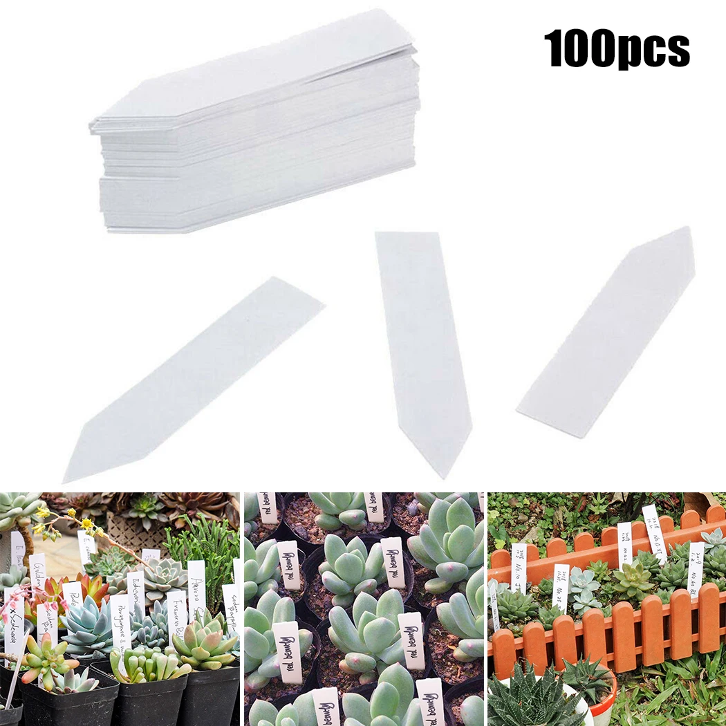 100 Buah Label Tanaman Plastik Penanda Tanaman Kebun Dapat Digunakan Kembali Plakat Pembibitan Plastik Tahan Air untuk Penanda Tag Tanaman