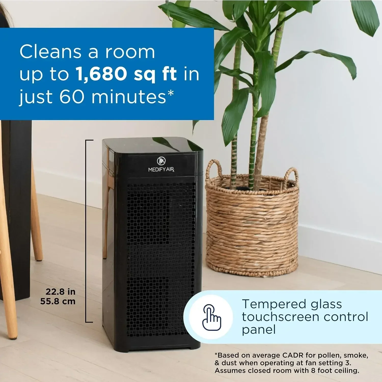 

Medify MA-40 Air Purifier with True HEPA H14 Filter | 1,793 ft² Coverage in 1hr for Wildfires Smoke, Odors, Pollen, Pets | Quie