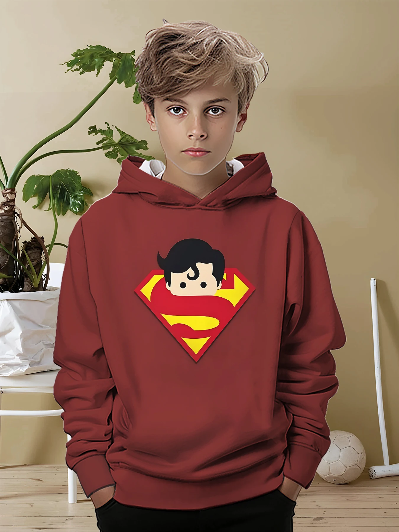 Cartoon Superman logo 3D Print All Seasons Children Casual Sweatshirt Cool Pullover Tops Unisex Clothes Boy Girl Hoodies