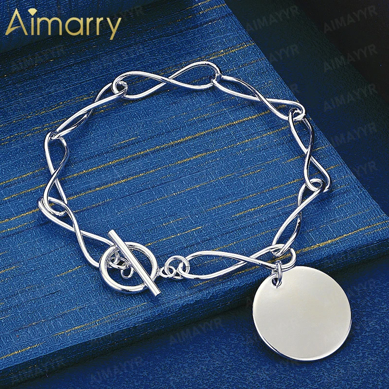 925 Sterling Silver Infinite Symbol Smooth Round Bracelet for Women's Parties Banquets Weddings High-quality Fashion Jewelry