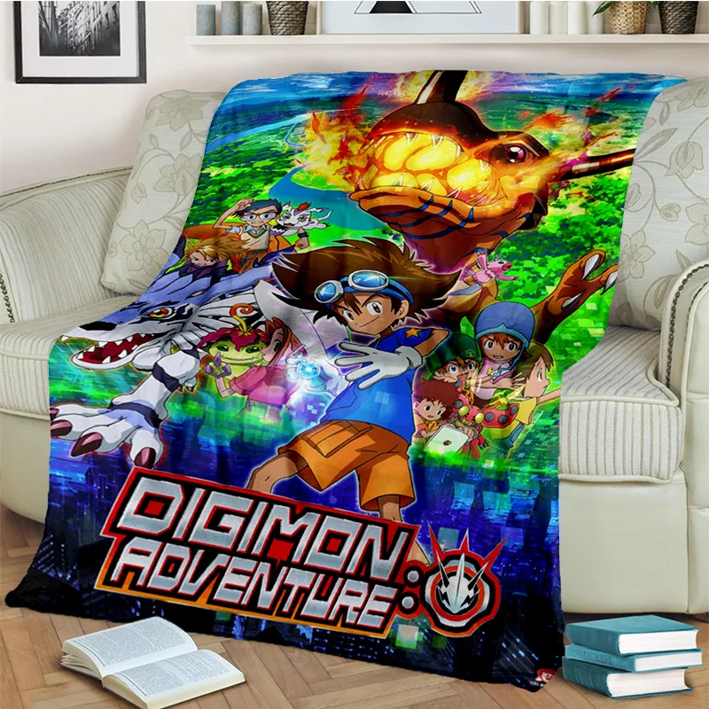 3D Digimon Adventure Monster Cartoon Blanket,Soft Throw Blanket for Home Bedroom Bed Sofa Picnic Travel Office Cover Blanket Kid