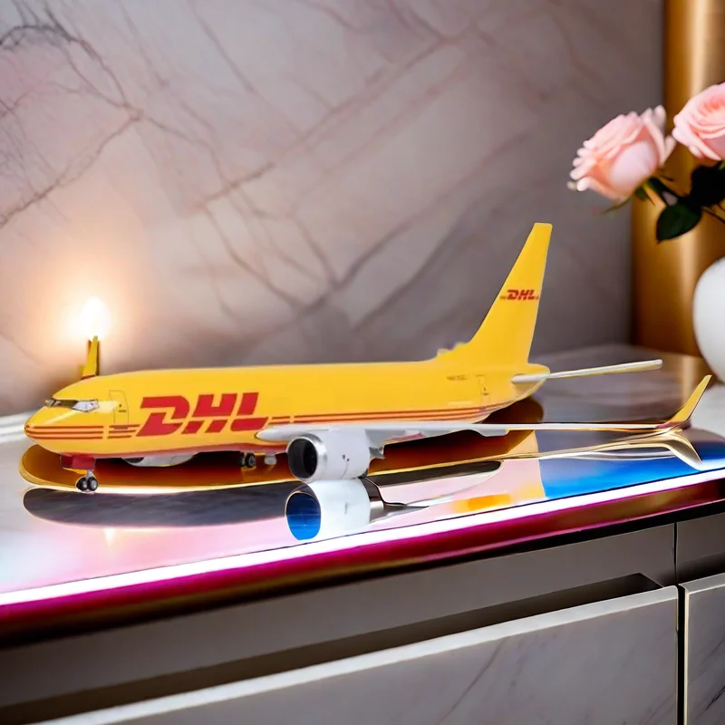 

48CM 1:85 Scale B737 Model DHL Express Airline With Base Landing Gears Alloy Aircraft Resin Plane Collectible Display Collection