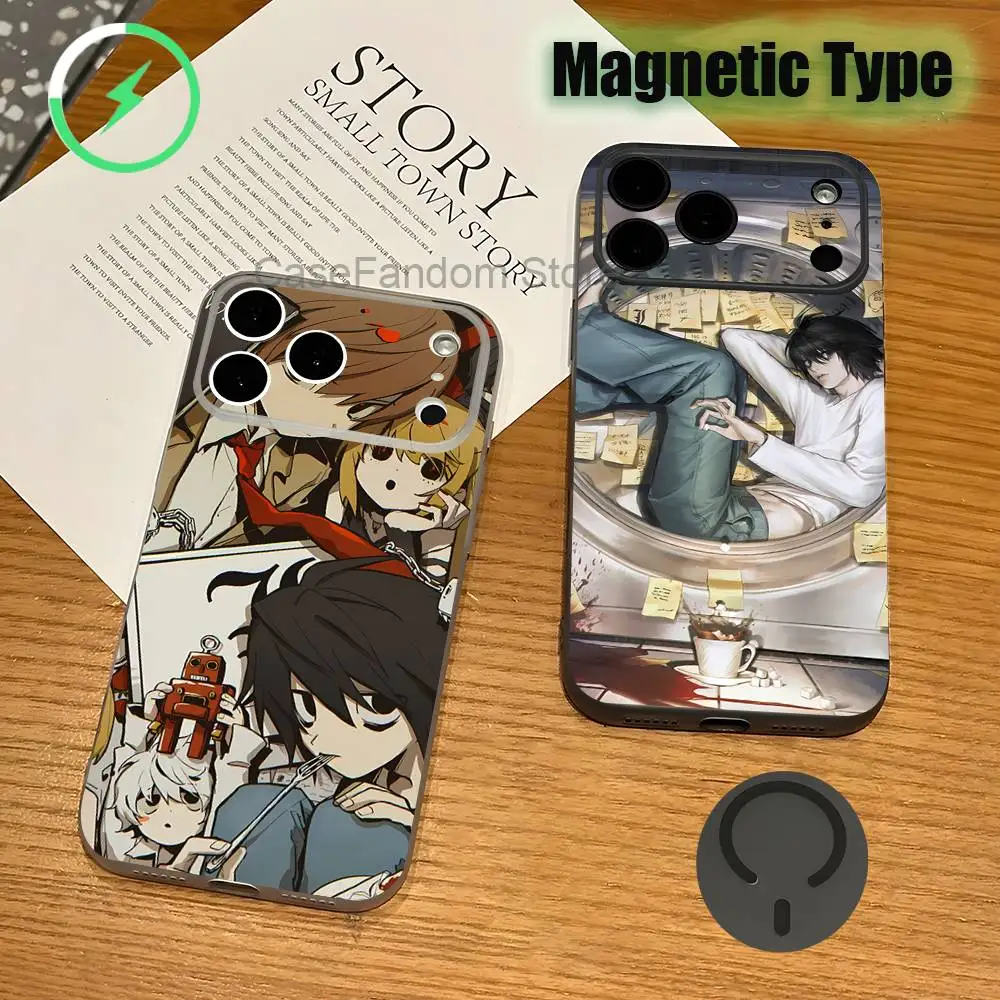 

Y-Yagami Light M-Misa Misa L-Lawliet For iPhone 17,16,15,14,13,12,Pro,Max,Transparent gray Phone Case Magnetic Wireless Charging