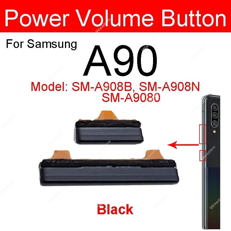 Phone Volume + Power button Use For Samsung Galaxy A80 A90 A8050 A9080 5G up / down volume Side keypads Replacement Repair Parts image 2