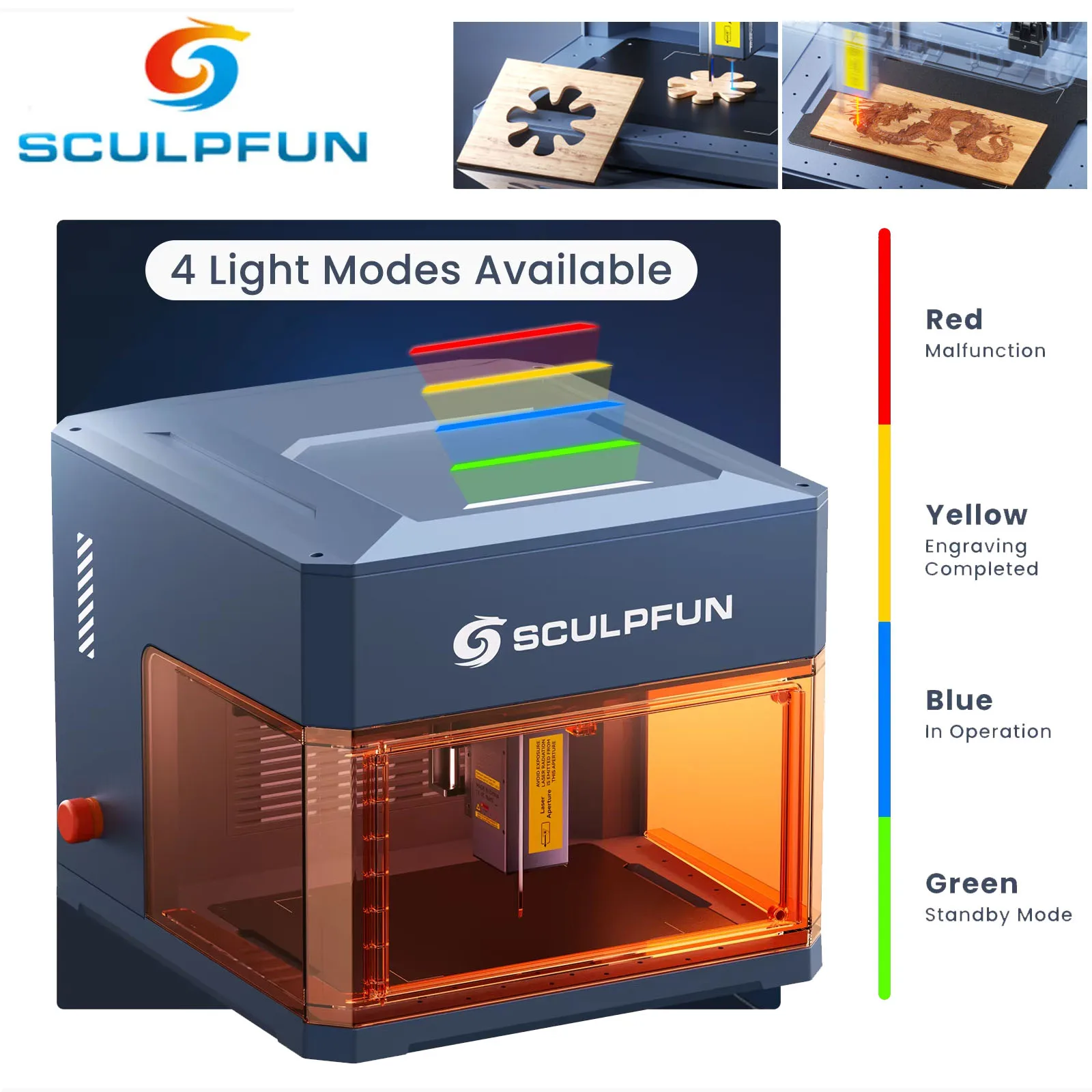 

SCULPFUN iCube Ultra 12 Вт лазерный гравировальный станок высокоточный деревянный акриловый настольный лазерный резак 150*130 мм с дымовым фильтром