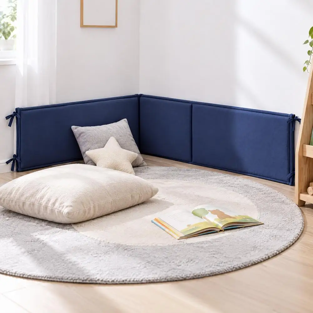 Wall Cushioning for Floor Beds Upholstered Wall Panels 4pcs Soft Wall Padding Panels Set Stair Railing Edge for Indoor