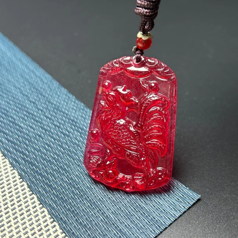 

New Natural High Ice Quartzite Jade. Zodiac Chicken Pendant