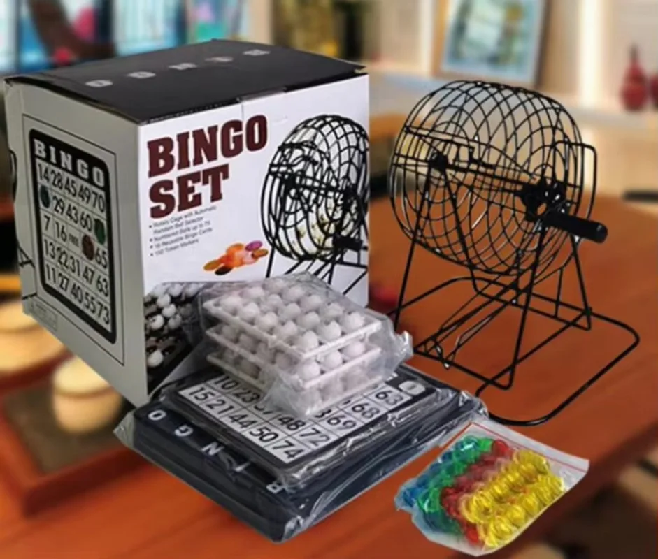 Professional bingo set includes cage main board mixed card 75 call ball color chip