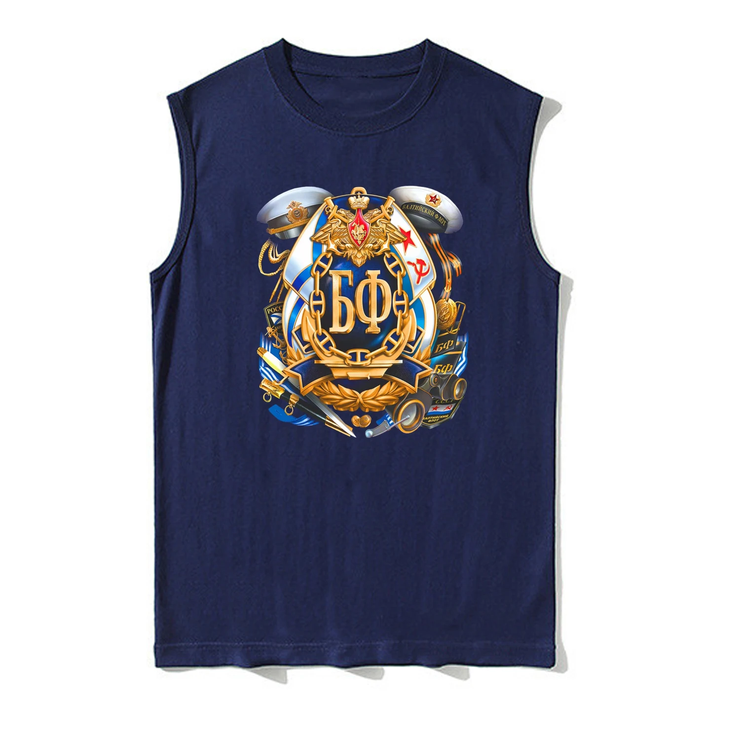 

Soviet Russian Navy Theme Tanktop 100% Cotton O-Neck Summer Casual Mens Vests Sleeveless T-shirt Retro Streetwear