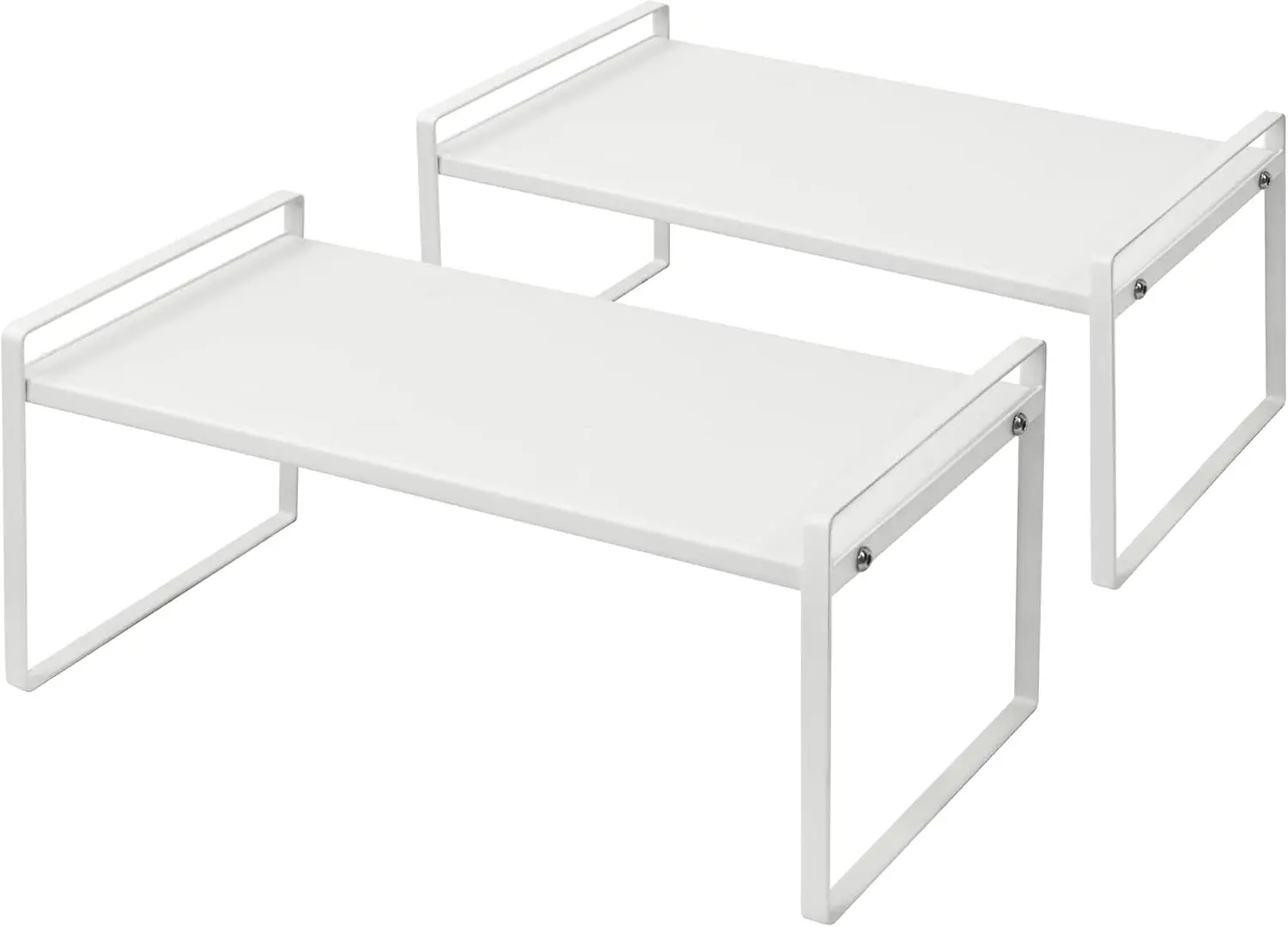 

2Pack Stackable Cabinet Shelves Organizer Rack for Kitchen Pantry Counter Storage Space Saver Heavy Duty Metal Nonslip White