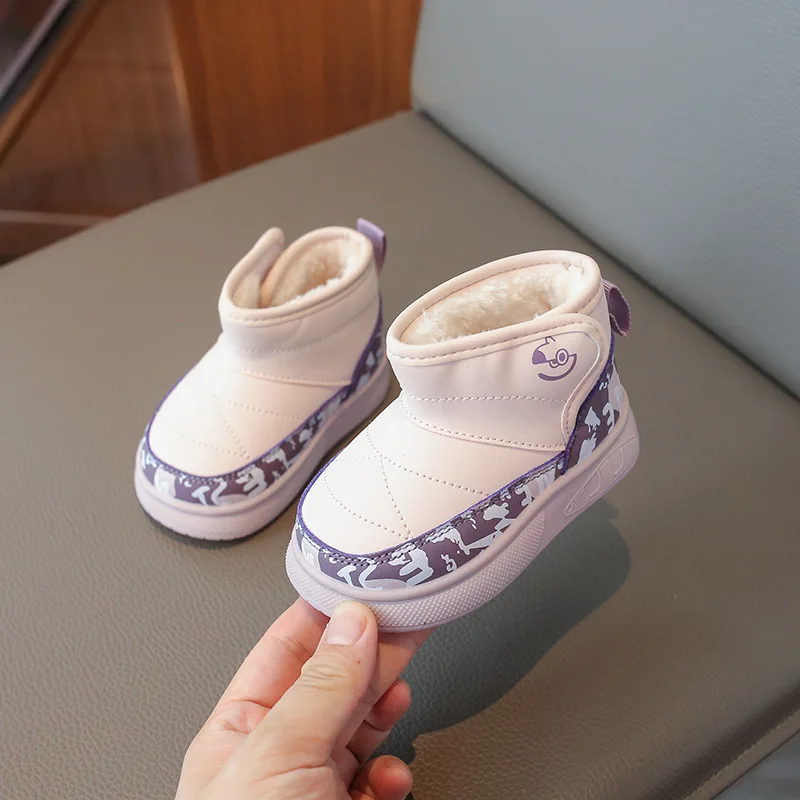 Kinderstiefel 2025 Herbst Neu mit warmen Plüsch-Babyschuhen Kind Schneestiefel Mode Damen Stiefeletten Allmatch Kind Shoe Богакиangnya
