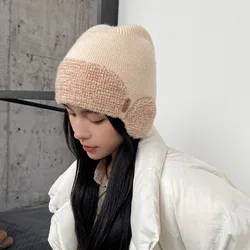 Chapéu unisex de malha inverno com proteção auricular, gorro ao ar livre, boné clássico, boné quente para homens e mulheres, nova moda