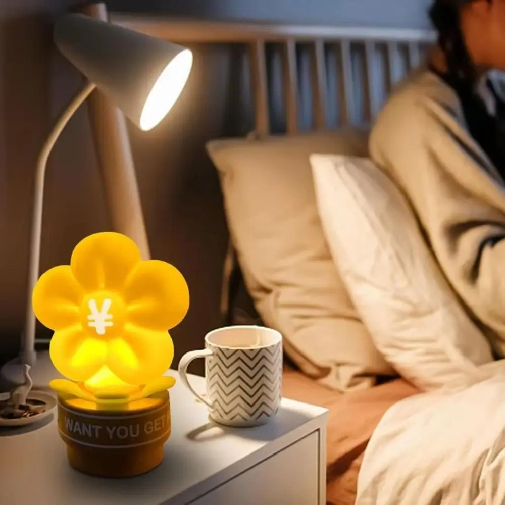 Timer Function Bedside Lamp Warm Lighting Effect Silicone Design Cartoon Flower Night Light Soft Lighting Creative Design