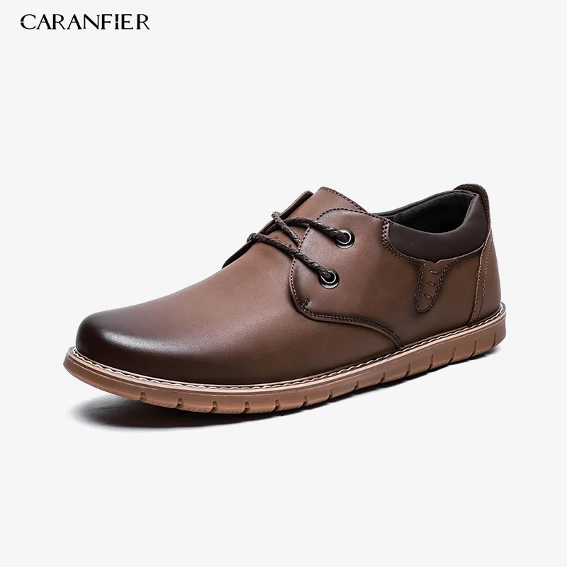 CARANFIER 2019 nueva moda italiana zapatos de hombre clásico de cuero Clarks masculino Oxfords diseñador impermeable calzado corto al aire libre