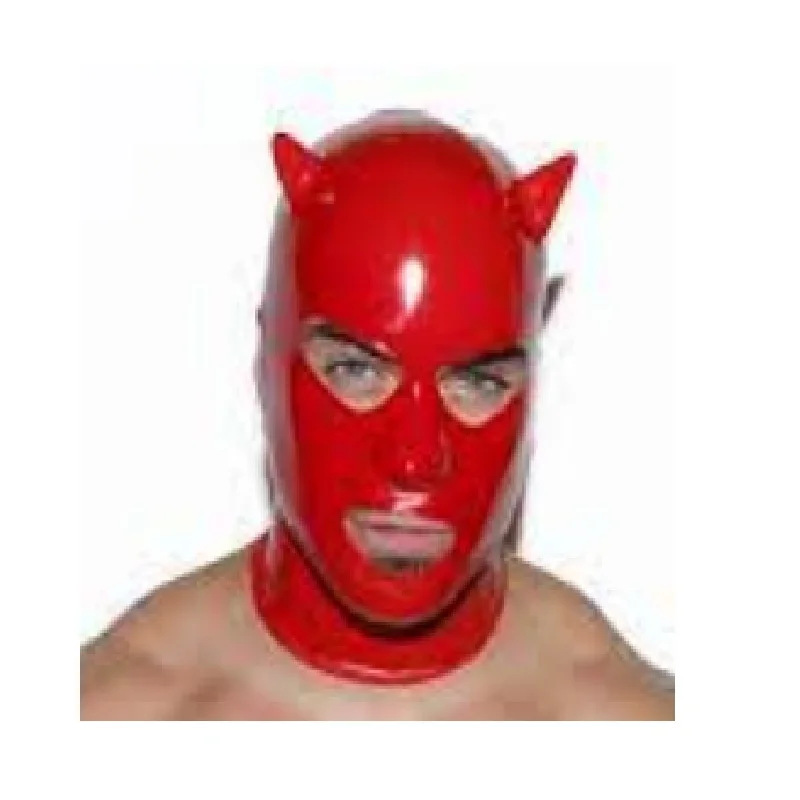 New mask Hats Latex Hood Cosplay  devil Horn MOULD seamless no zipper 2D version halloween