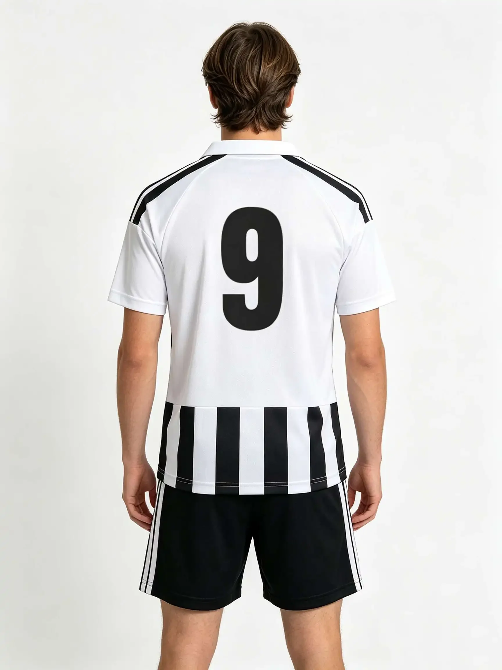 26/27 Unisex Blank Soccer 2‑Piece Set, Kids Adults Parent‑Child Kit, Custom Black and white stripes School Outdoor Team Sports