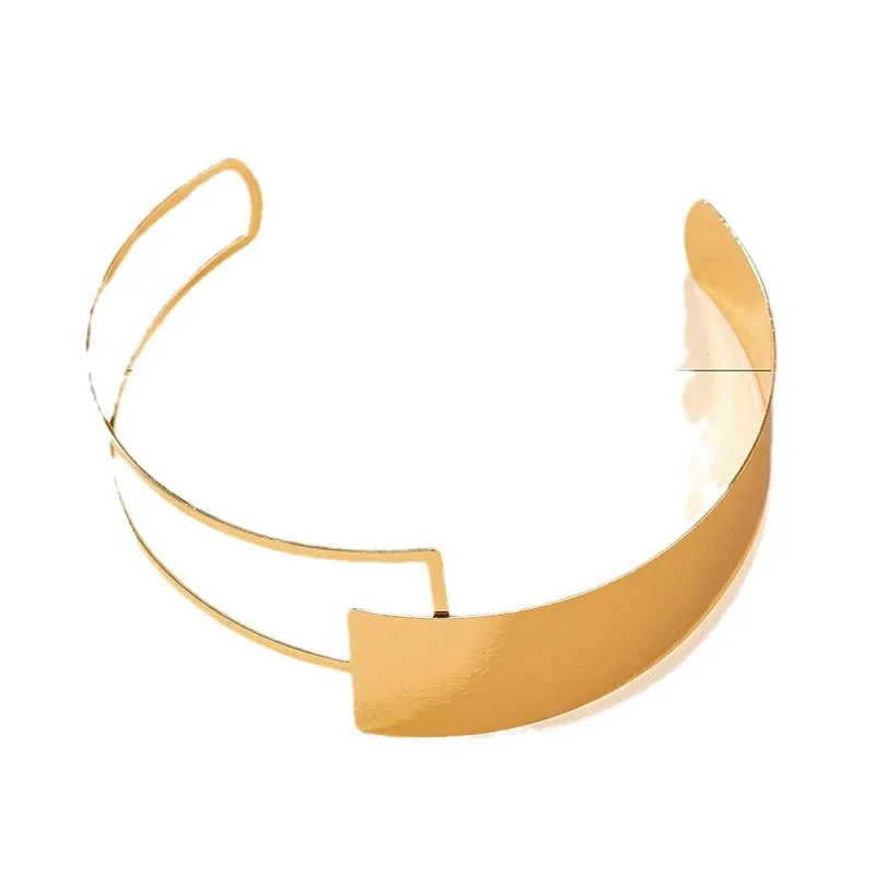 New Fashion Large Opening Width Torques for Women Simple Gold Color Metal Geometric Choker Necklace Jewelry Female Cuff Gifts