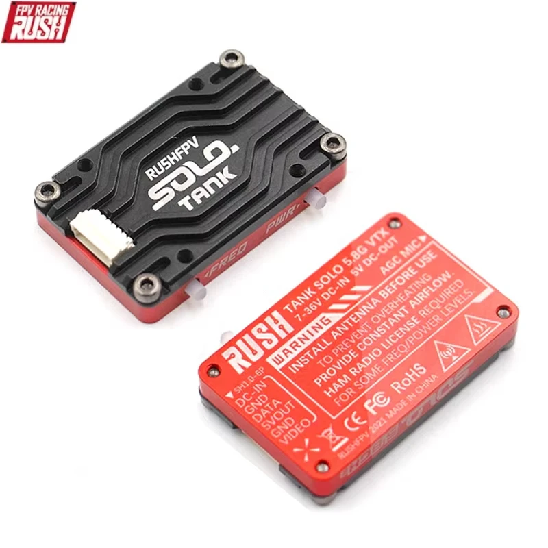 RUSH Solo Tank 5.8G VTX Video Transmitter 1.6W High Power CNC Shell Built-in Microphone Heat Dissipation For RC FPV Racing Drone