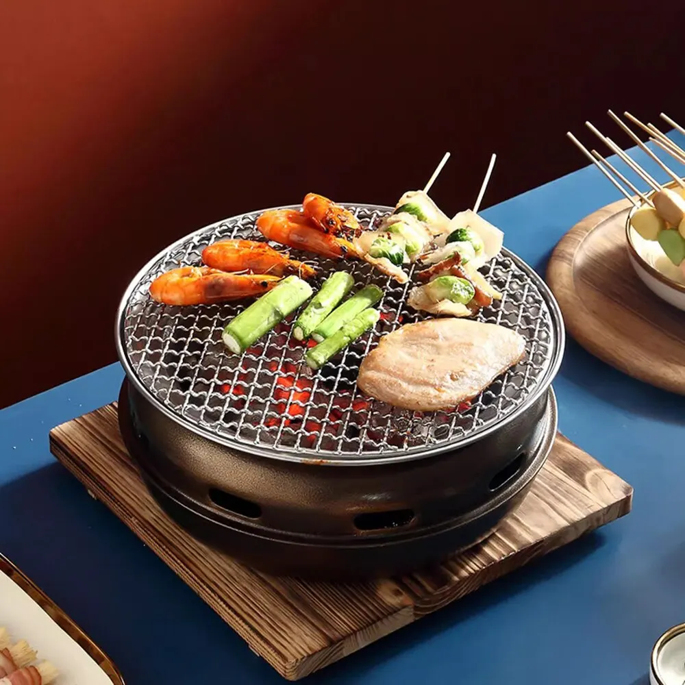 Japanese Barbecue Charcoal Fire Meat Roasting Household Non Stick Barbecue Stove Pan Barbecue GrillCharcoal Oven Round