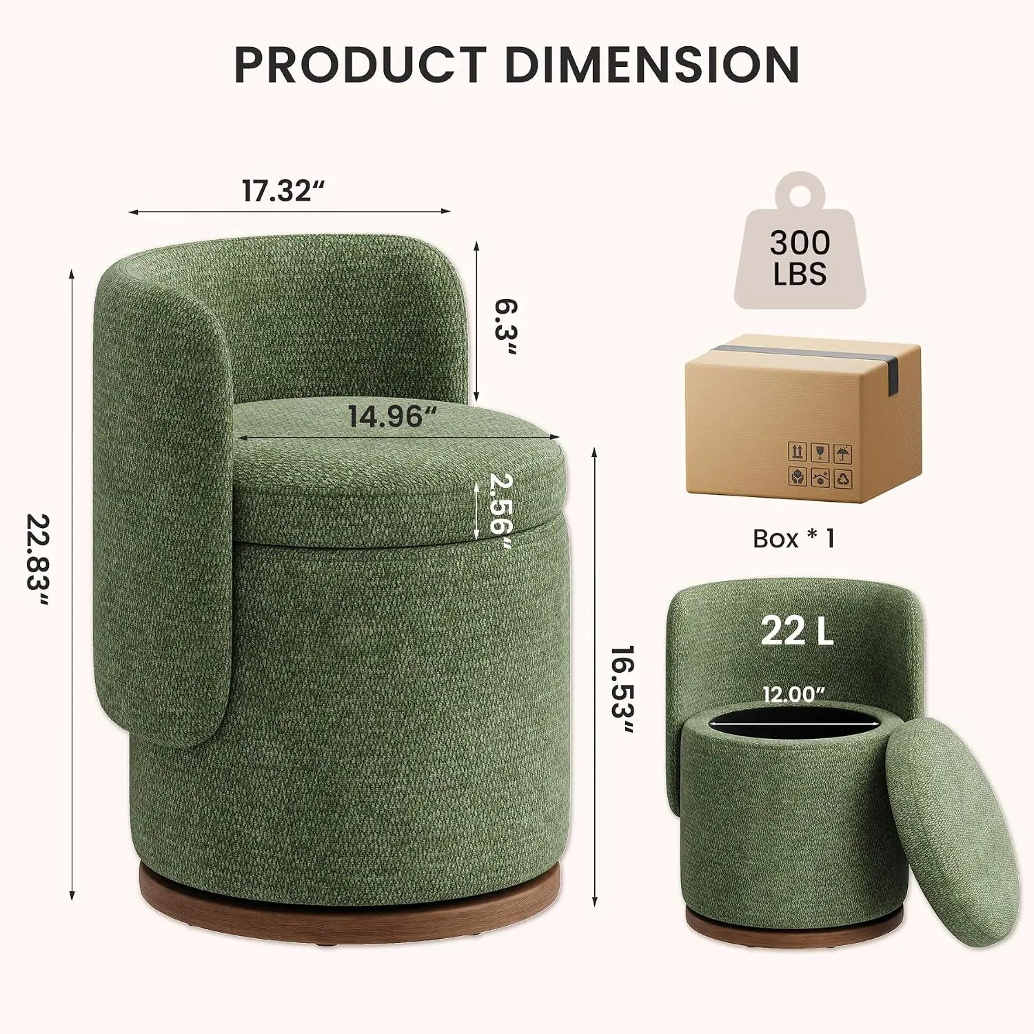 Swivel Vanity Chair with Storage for Daily Routines, Customized