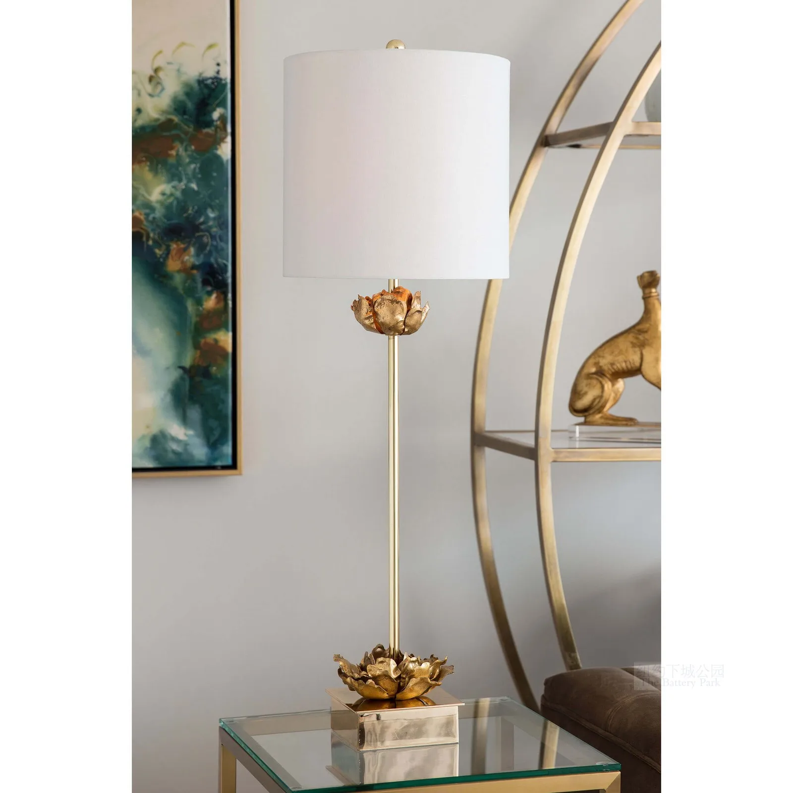 New york Downtown Park imported authentic Lavro golden light flowers Buffy desk lamp porch living room.