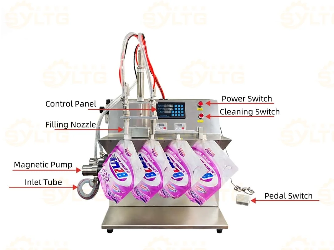 آلة تعبئة الحليب المؤازرة عالية الجودة ملء عصير شبه أوتوماتيكي للمشروبات غسل السائل المنظفات صنبور الحقيبة سائل غسل الأطباق