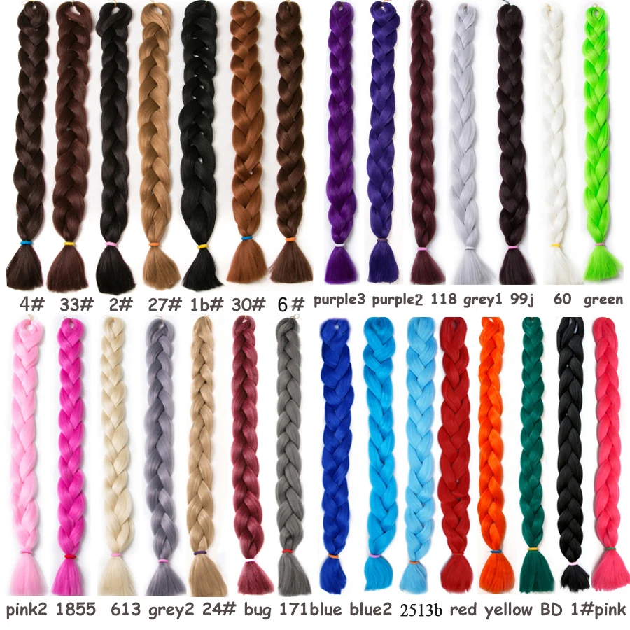 VERVES Braiding Hair 100 cm Synthetic Heat Fiber Braid 165g/Piece Women Pure Color Jumbo Braid Hair Extensions Pink