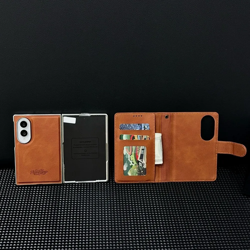 For Samsung Galaxy Z Fold 8 Wide Magsafe Phone Case Magnetic Flip Leather Split Type Card Shockproof Back Cover