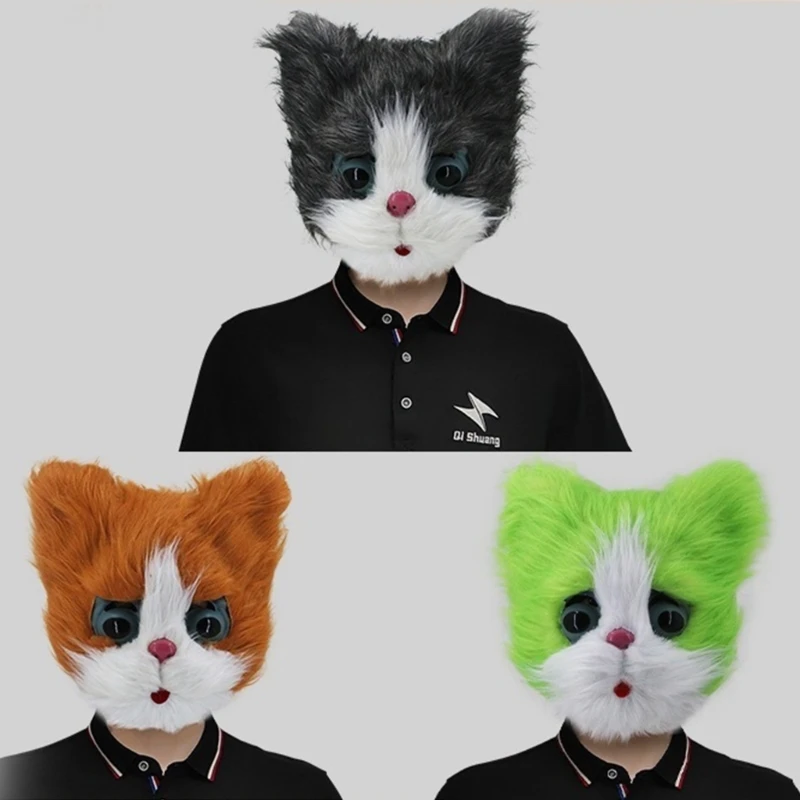 Halloween Latex Mask Cat Head Mask Latex Animal Mask Novelty Party Costume Performances Dress Up Props