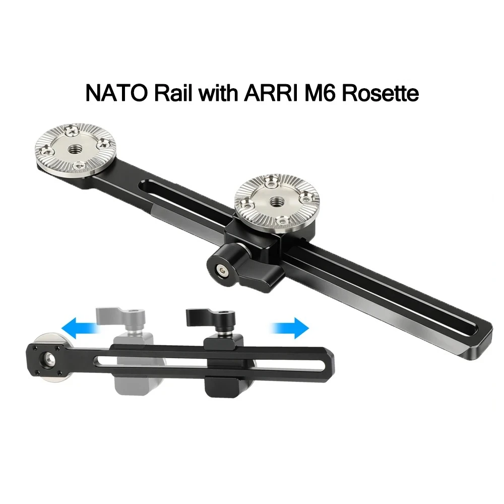 

Удлинительная планка NATO Rail 140 мм с креплением ARRI M6 Rosette и зажимом, для кейджей для камер и креплений EVF