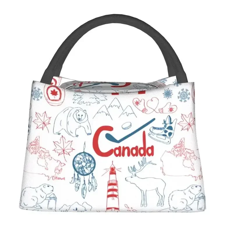 Custom Canada Flag Lunch Bag Men Women Warm Cooler Insulated Lunch Boxes for Picnic Camping Work Travel Fruit Fresh Storage Bag