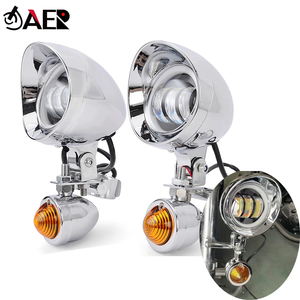 

Universal Chrome Motorcycle Spot Light Turn Signal Indicator Auxiliary Drive Lamp for Honda Triumph Yamaha Cafe Racer Chopper