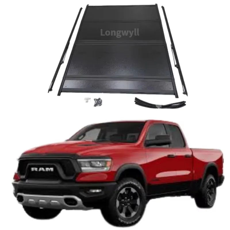 

Customized Truck Tops for Ram 1500, Aluminum High Quality Hard Quart-Fold Tonneau Cover, Pickup Roller Lid Cover