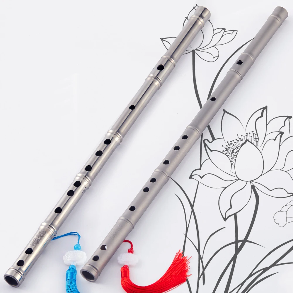 Titanium Aloy Flute Bamboo Joint Style Playing Dizi Professional And Refined High-End Purple Bamboo Thickened Metal Instrument