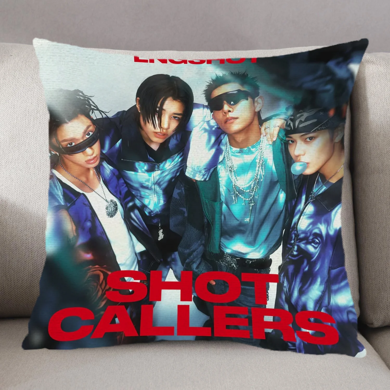 Customize 1pc L-LNGSHOT-ES SHOT CALLERS Pattern Square Pillowcase, Single-Sided Printed Cushion Cover, Perfect for Bedroom, Sofa