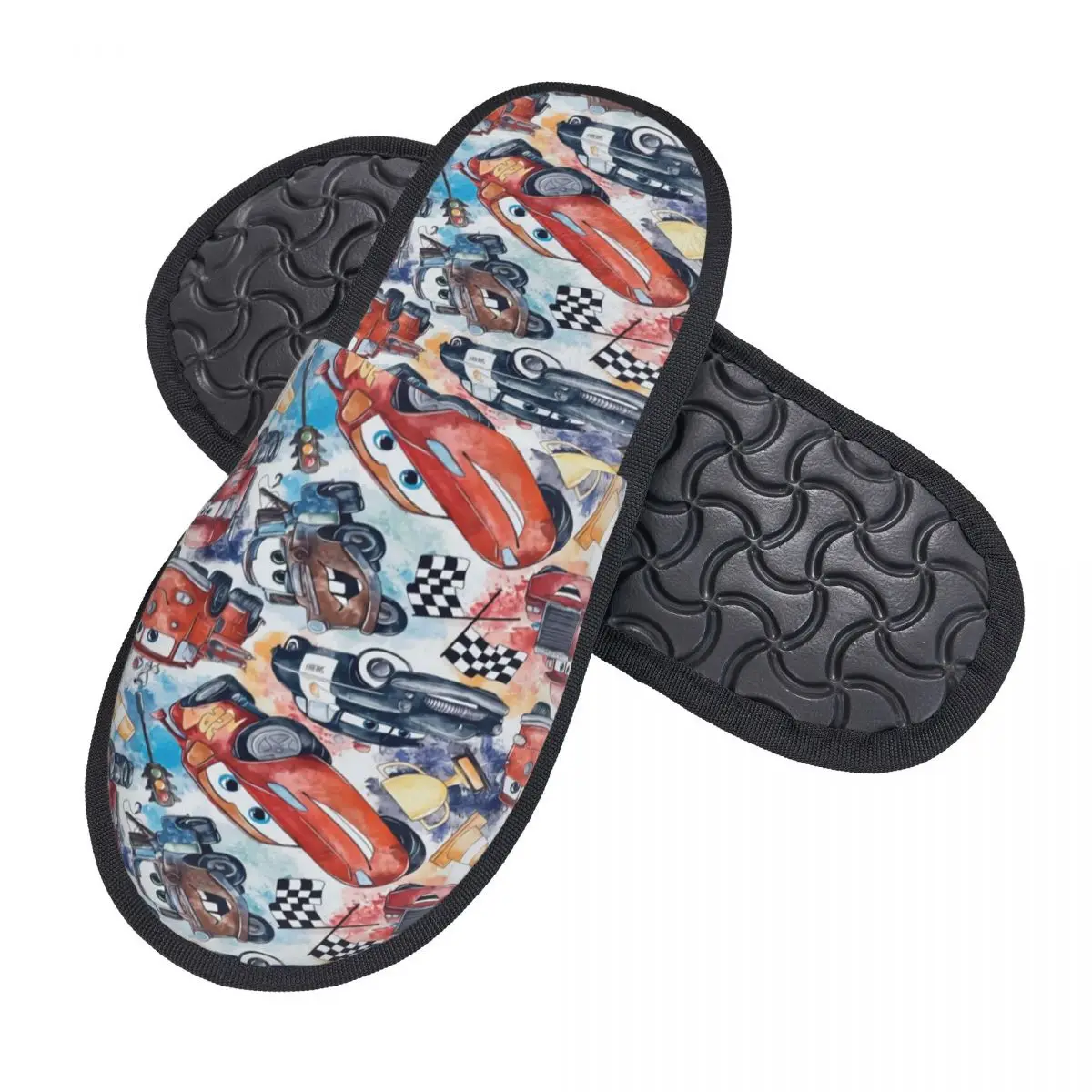 Aangepaste Print Vrouwen Bliksem Mcqueen Auto Cartoon Huis Slippers Gezellig Warm Traagschuim Pluizige Slipper Indoor Outdoor Schoenen