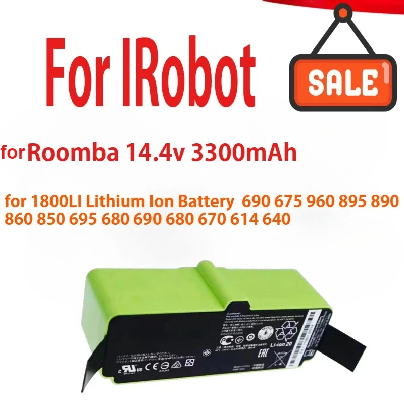 

Battery for IRobot Roomba Battery 1800LI Lithium Ion Battery for Roomba 690 675 960 895 890 860 850 695 680 690 680 670 614 640