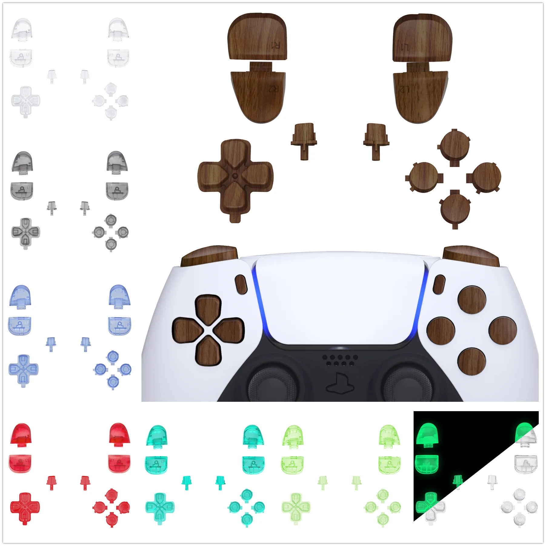 eXtremeRate Full Set Buttons Compatible with ps5 Controller BDM-030/040/050,  D-pad R1 L1 R2 L2 Share Options Face Button
