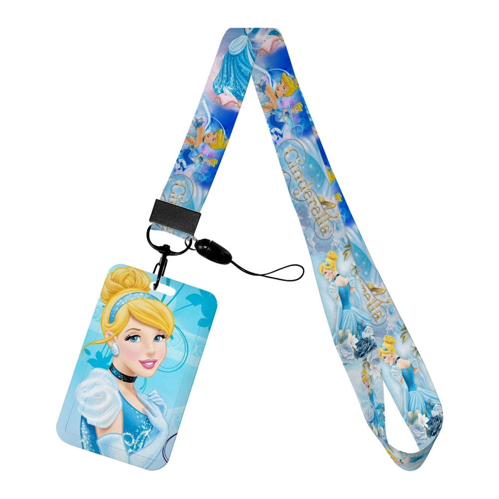 Disney Prinses Assepoester ID-kaarthouder Lanyards Zeemeermin Vrouwen Nekkoord Creditcardhouder Meisjes Badgehouder Intrekbare clip