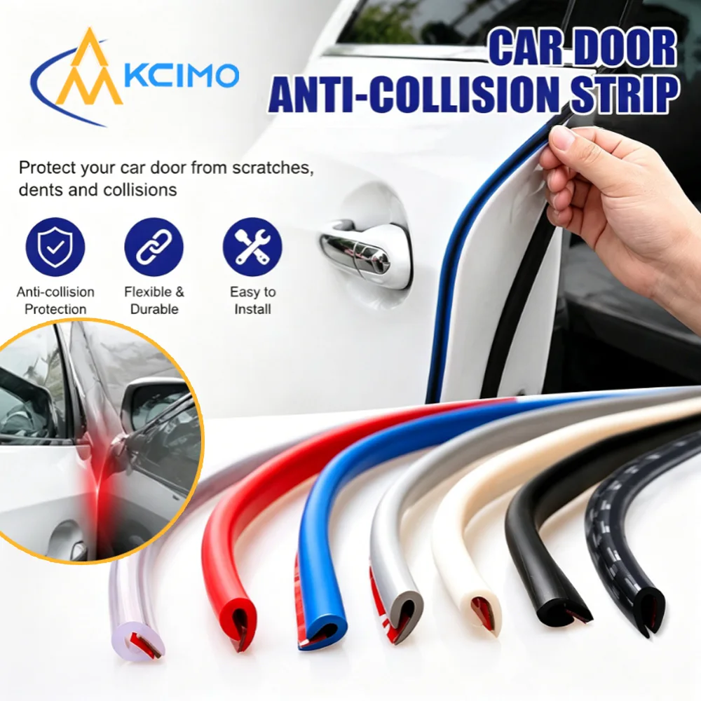 Universal 5M Rubber Door Edge Anti-Collision Molding U Shape Strip Prevent Paint Noise Reduction Car Door Edge Guard Accessories