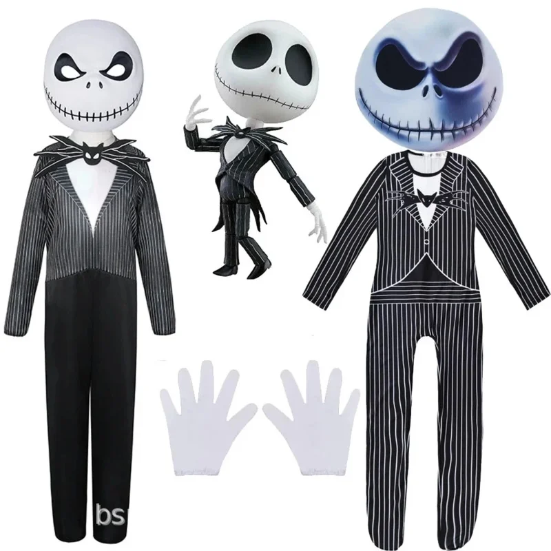 Nightmare Before Christmas Jack Skellington Halloween Jack Skellington Cosplay Costume for Kid Boy Carnival Children Clothing