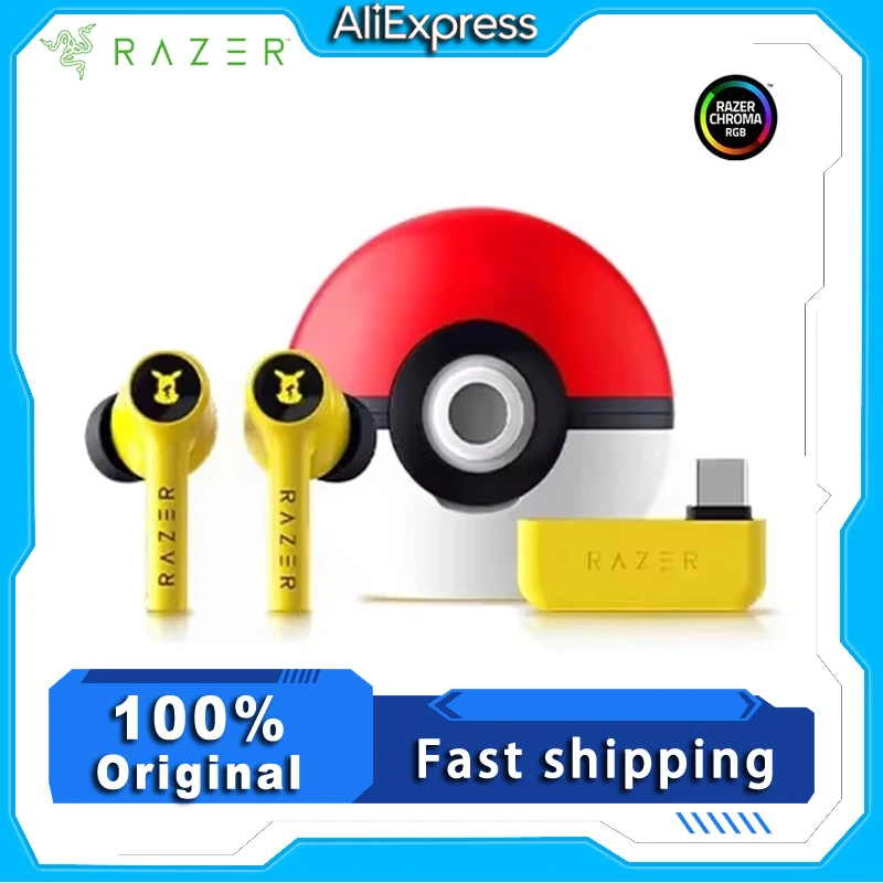 

Razer Pokemon Pikachu Edition HyperSpeed True Wireless Earbuds Multi-Platform Bluetooth5.2 Active Noice Cancellation Headsets